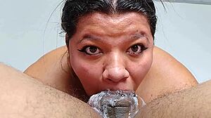 ebony teen gets rough deepthroat face fuck in extreme blowjob part 4