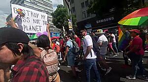 latina flashing ass in miniskirt at lgbt march