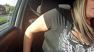 Pinky pussy flashing tits to lads whilst driving 😏