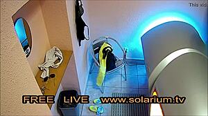 Beautiful Girl Masturbates Boldly Under Solarium Lights