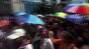 latina flashing ass in miniskirt at lgbt march