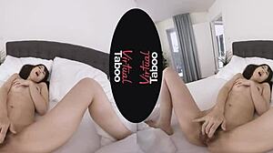 Oh, this brunette asian babe in pyjamas masturbates to orgasm! So taboo!