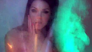 Alison Tyler, behind the scenes, masturbating her pussy