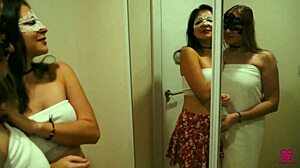 polyamory scene with two girls and one guy in a homemade setting