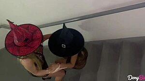 Blonde Brunette Lesbian Oral Fun Caught