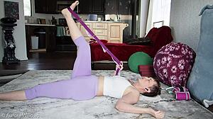 i'm doing sciatica nerve stretch in yoga with panties and barefoot