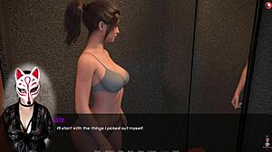 kate explores outdoor changing room in 3d game