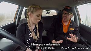 busty blonde with pigtails bangs in car while british amateurs spy voyeur group