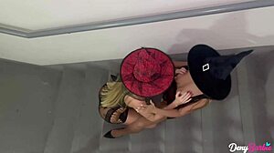 Blonde Brunette Lesbian Oral Fun Caught