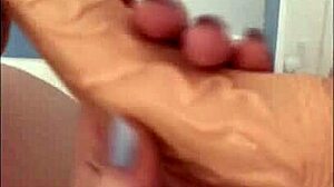 bbw bathes in shower with toys blowjob