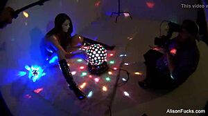 Alison Tyler, behind the scenes, masturbating her pussy