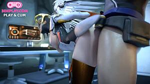 does overwatch mercy suck cock in hot animation?