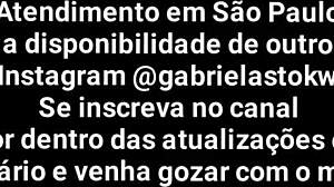 gabriela stokweel giving delicious blowjob with cum in mouth, bent over for group