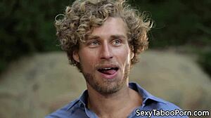 ginger femdom rides cock of bound sub in bdsm doggystyle.