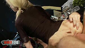 Blonde police officer with huge tits gets hard fucked and cums