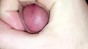 Young amateur masturbates quickly on chair.