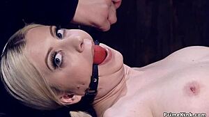 hot ass blonde caned in device bondage