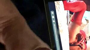 Kinky tribute to girlfriend with cum on webcam