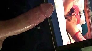Kinky tribute to girlfriend with cum on webcam