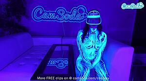 Hey, this sexy teen in cosplay costume is masturbating and blowing a huge cock on webcam