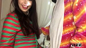 Horny Brunette Deepthroats Stranger's Cock, Fucks In Missionary And Other Poses, Cumshot On Ass