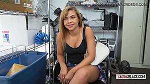 Horny Bitch Sucks Black Cock In Fake Interview!