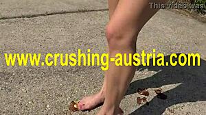 Amber Crushes Food with Feet in Outdoor POV Blonde Fetish Scene