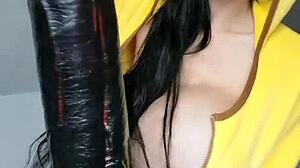 Penelope Black Diamond Uses New Mr. Hankeys Toys Lampwick Uncut 4XL Dildo In Detailed Presentation