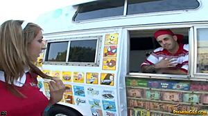 alyssa swallowing big dick then fucked by ice cream guy