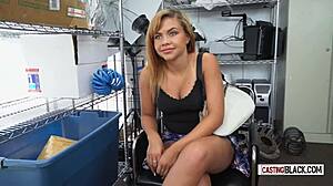 Horny Bitch Sucks Black Cock In Fake Interview!