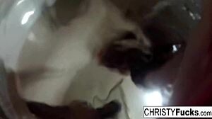 Christy Mack in sexy makeup room bath behind the scenes