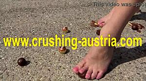 Amber Crushes Food with Feet in Outdoor POV Blonde Fetish Scene