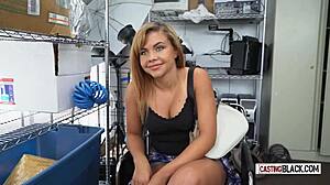 Horny Bitch Sucks Black Cock In Fake Interview!