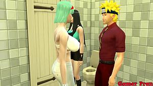 Naruto gets locked in bathroom with Hinata and Sakura, they have a threesome 😏