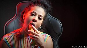 Sexy Latina Sucks Huge Dick Lollipop And Cums From Dirty Talk