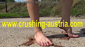 Amber Crushes Food with Feet in Outdoor POV Blonde Fetish Scene