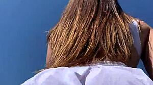 Brunette Amateur Babe Abbie Maley Engages In Public Flashing And Sex On Tennis Court