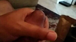 Shooter McGavin does a solo double cumshot on the sofa.