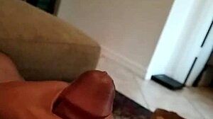 Shooter McGavin does a solo double cumshot on the sofa.