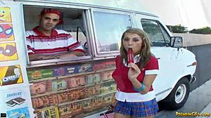 alyssa swallowing big dick then fucked by ice cream guy