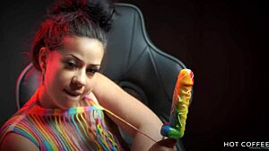 Sexy Latina Sucks Huge Dick Lollipop And Cums From Dirty Talk