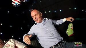 Huge tits blonde milf needs two dicks inside of her at once