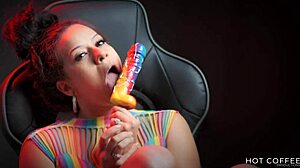 Sexy Latina Sucks Huge Dick Lollipop And Cums From Dirty Talk