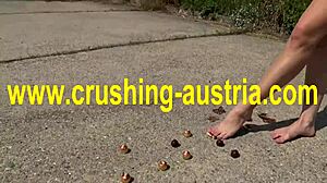 Amber Crushes Food with Feet in Outdoor POV Blonde Fetish Scene