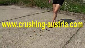 Amber Crushes Food with Feet in Outdoor POV Blonde Fetish Scene