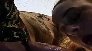 Watch this homemade deepthroat close-up with milf sucking cock