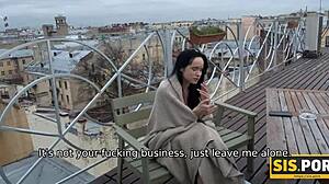 Sweetie with long hair interacts with stepbro