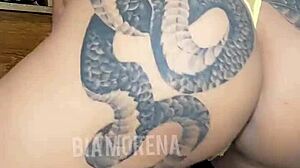 Brazilian sensual tattooed girl shows off her body nicely