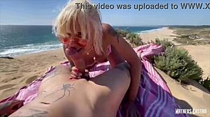 fucked busty latina without condom on beach public teaser