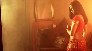 Sexy belly dancing erotic babe while arousing alone